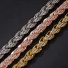 Mens Hiphop Iced Out jewelry Rose Gold Silver Twist Chain Hip Hop Necklace Diamond Bling Chains Necklaces