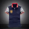 고품질 PoloShirt 남자 짧은 소매 T 폴로 셔츠 100% 면 자 수 망 럭셔리 디자이너 패치 워크 폴로 T 셔츠