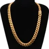 12mm Acier Inoxydable Cubain Chaîne Collier Hip Hop Bijoux Or CZ Fermoir Mens Collier Lien 18-20 pouces