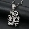 Iced out 힙합 쥬얼리 마이크로 포장 NO DAYS OFF 편지 펜던트 목걸이 남성 여성을위한 멋진 패션 선물