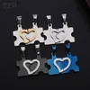 Fashion- Couple Colliers en forme de Puzzle Set Graver Coeur Creux Collier En Acier Inoxydable Pour Amant Valentine Cadeau Livraison Gratuite