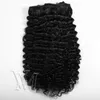 VMAE PERUVIAN CLIP INS 100% 처녀 휴먼 헤어 120G 120G 3A 3C 4A 4B 4C Afro Kinky Curly Clip in Hair Extensions