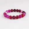 Amor roxo na moda Pedra Natural Bead Charm Bracelet Redonda Vintage contas cadeia de jóias pulseiras para as mulheres amigo presente