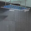 Pommeau de douche LED à trois couleurs qui change de couleur monté au plafond 400x800 500x1000 pomme de douche à effet de pluie rectangulaire pulvérisateur aérien supérieur 1239106