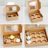 Emballage Cadeau 10 Pcs Kraft Papier Cupcake Boîte D'emballage Avec Fenêtre En Carton Gâteau Muffin Cookies Bonbons Fête De Mariage Faveurs D'anniversaire 4 Tailles1