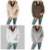 Le donne Sherpa Fleece Hoodie con cappuccio Pullover Felpa a maniche lunghe Zipper Outwear Pocket cappuccio peluche collare del basamento del cappotto pullover LJJA3116