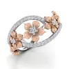 OMHXZJ Whole European Fashion Woman Girl Party Wedding Gift Flower Ziron 18KT White Gold conRose Gold Ring RR6116289691