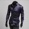 Men's Dress Shirts 2022 Luxury Silky Long Sleeve Fashion Loose Casual Silk Like Men Shirt Plus Size Wedding Party Stage Clothes