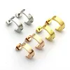 Titanium Steel 18K Rose Stud Gold Love Earrings For Woman Exquisite Simple Fashion C Diamond Ring Lady Earrings Jewelry Gift240k