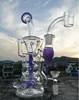 10 pouces nouvelle arrivée conduites d'eau en verre verre recycleur brûleur à mazout dabbers avec pomme de douche perc violet verre bong 14mm joint femelle