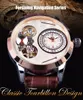 Forining mode tweede wijzerplaat Tourbillion Rose Golden Case Brown echte lederen mannen kijkt topmerk luxe automatisch horloge