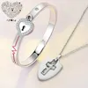 Concentric Lock Bracelet Key Necklace Set for Men And Women Couple Titanium Steel Jewelry Set Fashion Party Jewelry Boys Girls5802037