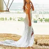 Front Split High Low Style Backless Boho Beach Lace Backless Hollow Vintage Chapel Train Wedding Dress Bridal Gowns Short Front Lo243s