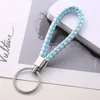 30 color PU Leather Braided Woven Keychain Rope Rings Fit DIY Circle Pendant Key Chains Holder Car Keyrings Jewelry accessories in Bulk