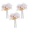 3pcs Hairpins Exquisite Handmade Sakura Decorative Hair Clips Rose Flower Headwear Hair Pins Hair Accessories for Women Girls