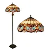 Tiffany vloerlamp Blauw Kleur Bloemen Vintage EurePean Stained Glass Lights voor Woonkamer LED-bedlichten TF036