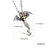 Hip Hop Pendant Necklaces Super Cool Evil DragonSword Titanium Steel Personality Unique Designer Jewelry Men Antique Gold Color N1099820