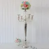 6st 37 "5 Tall Gold Silver Crystal Metal Bröllop Kandelabra Table Centerpiece Candlestick Candle Holder Flower Stand Party Decor Sn2537