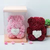 Regalo romántico del Día de San Valentín, oso rosa de PE, decoraciones de rosas artificiales, regalo bonito para novia y niño, decoración de boda para el día de la madre
