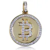 Iced Out Bitcoin Symbol Naszyjnik Złoty Kolor Kolor Plated Bling Mens Hip Hop Biżuteria Prezent