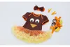 Thanksgiving Babykleidungssets 2018 Herbst Neugeborenes 0–24 Monate altes Baby, Mädchen, Baumwolle, kurze Ärmel, Strampler, Kleid + Stirnband + Schuhe = 3 Teile/Set