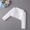 Lovely White Sleeves Applique Beads Girls' Capes/Jackets Princess Party Coat Flower Girl Wrap Coat Blouse Bolero Size 4-13 2-14 H317454