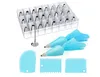 Cake Decorating Supplies Tools Kit Stainless Steel Baking Icing Tip Silicone Pastry Bag Icing Smoothers Flower Nails Reusable Coupler