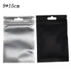 100st / parti 9x15cm frostat yta svart mylar dragkedja plastpåse värmeförsegling elektronisk produktpaket Zip Lock packing väska