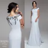 2020 Elegancki Syrenka Suknie Wieczorowe Zakryte Rękawy Aplikacje Koraliki Prom Suknie Custom Made Sweep Pociąg Trumpet Specjalna okazja Dress