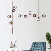 Lampadario nordico lungo in vetro con barra a sfera, designer, personalità creativa, modello, tavolo da pranzo, lampade a sospensione, luci a sospensione in vetro