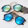 Mode Klassieke Ronde Zonnebril Goud Metalen Frame Brillen Designer Spiegel Zonnebril Mannen Vrouwen Flash Shades l8s met case272o