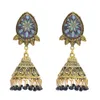 Vintage Gold Metal Acrylic Beads Tassel Indian Jhumka Earrings for Women Festival Party Jewelry
