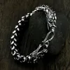 Dragon Scale Bracelet Chain Real Pure 925 Sterling Silver Double Heads Vintage Punk Rock Retro Style Men Jewelry CX2007062819