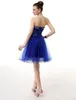 Hot Sale Shining Homecoming Klänningar Sexig Royal Blue Organza Kort Prom Graduation Cocktail Klänningar Skräddarsydda Party Gowns B23