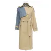 Femmes mode 2020 Patchwork Hit couleur veste femme revers col à manches longues taille haute ceintures grande taille Trench