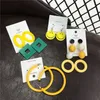 Hot nouvelle série jaune populaire belle belle géométrique pendentif carré boucles d'oreilles pour femmes filles créateur de mode de luxe