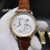 Montre automatique de luxe de haute qualité boîtier en or rose cadran blanc en acier inoxydable marron bande de cuir mode grande taille 44MM hommes montres