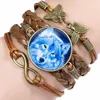 Aktualizacja miłości Bransoletka Infinity Wolf Charm Multilayer Glass Cabochon Bracelets Women Kids Fashion Biżuteria