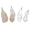 Mode Creative Natural Gem Smycken Oregelbunden Vit Kristall Twisted Wire Pendant