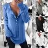 Kvinnors knapp pullover långärmad v hals lösa avslappnade toppar fritid blus 2020 mode långärmad kvinnor blusar toppar