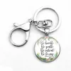 Klassisk Psalm Citat Nyckelkedja Bibelvers smycken Fashion Glass Dome Flower Letter Christian Jesus God med oss ​​Keychain2201827