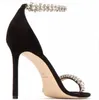 Designer Designer Black Sandals Scarpe sexy caviglia alla caviglia Rhinestone High Heel Sandal Wedding Shoe Vieni con Box 276J