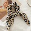 Kawaii Bunny Ears Scrunchies Leopard Rubber Hair Ties Cute Scrunchie Women Elastic Hair Bands Girls Animal Print Ponytail Holder