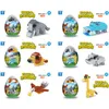 Ny 6 i 1 Dinosaur Djur Zoo Block Barn Twisting Egg Compatible Assembly Toys Enlightenment Wisdom Barn leksak