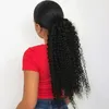 160g Kinky Curly Ponytail Hair Extenions Clip In Obehandled Real Brazilian Hair Ponytail Afro Curly Natural Puff Människor Hårspisar För Flickor