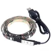 Striscia LED RGB 5050 DC 5V Impermeabile 30LED / M Strisce luminose LED USB Nastro flessibile al neon 1M 2M Aggiungi telecomando per TV Sfondo