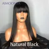 High quality Blue Wig Ombre Lace Front Bang Wig Colored synthetic hair cosplay Wigs With Bang 13x4 Brown Color Straight Lace Frontal Wigs