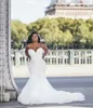 2020 New Wedding Dresses Sexy Sweetheart Lace Appliques Mermaid Bridal Gowns Custom Made Backless Sweep Train Plus Size Wedding Dr300p