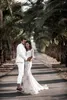 Mermaid Wedding Gorgeous Dresses Lace Appliqued Long Sleeve V Neck Bridal Gowns Sweep Train Robe De Marie