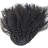 Конские хвосты Афро-кудрявый вьющийся хвост для чернокожих женщин Натуральные черные волосы Remy 1 шт. Зажим в хвостики на шнурке 100% человеческие волосы
